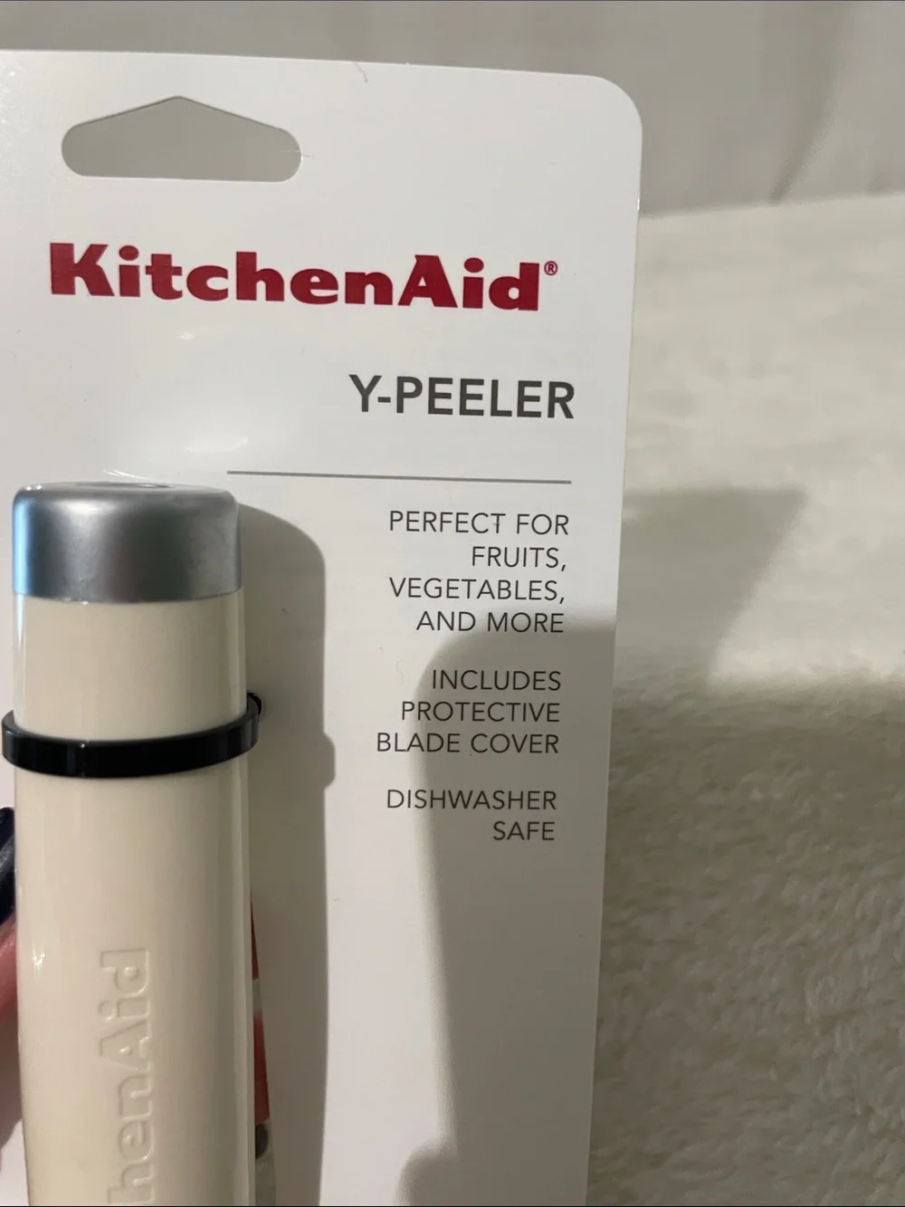 KitchenAid Cream and Black Y-Peeler with Blade Cover